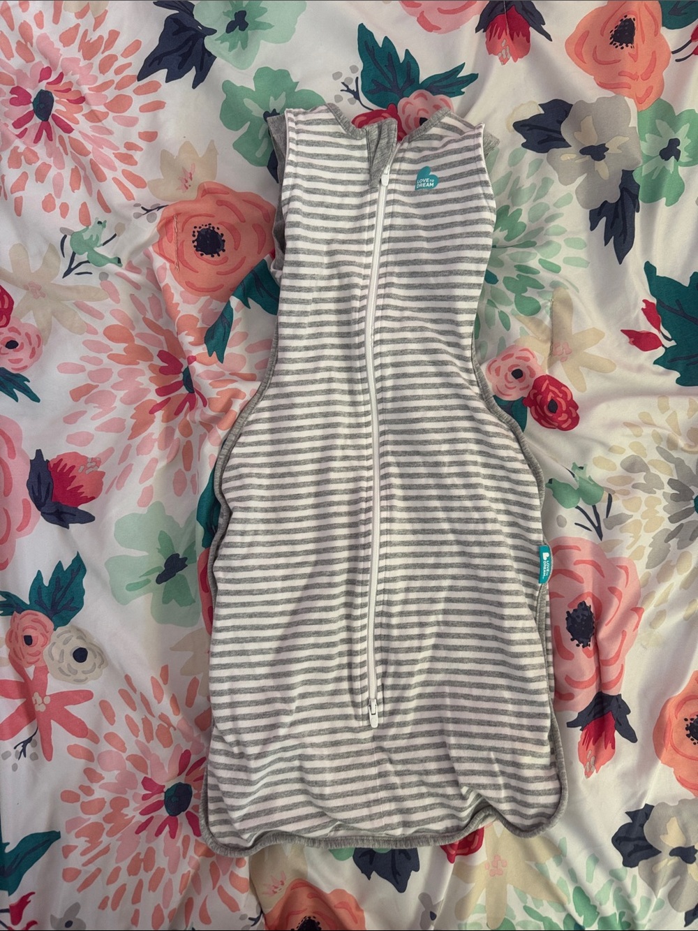 Love to dream Gray & White Striped Baby Sleep Sack with Front Zip